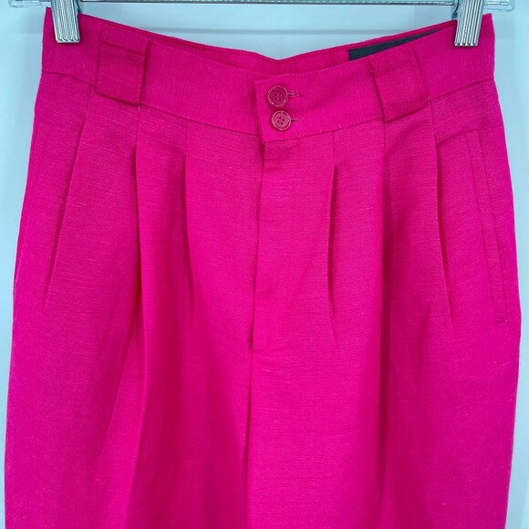 GIORGIO SANT'ANGELO VTG Pink High Rise Pleated Linen Blend Trouser Pants Size 6 - Picture 2 of 6